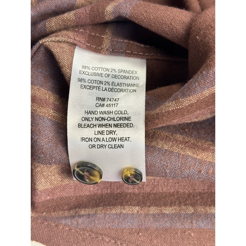 RedHead Mens NWT 2XL Tully Creek Dark Brown Striped Button Down Flannel Shirt - Picture 5 of 9